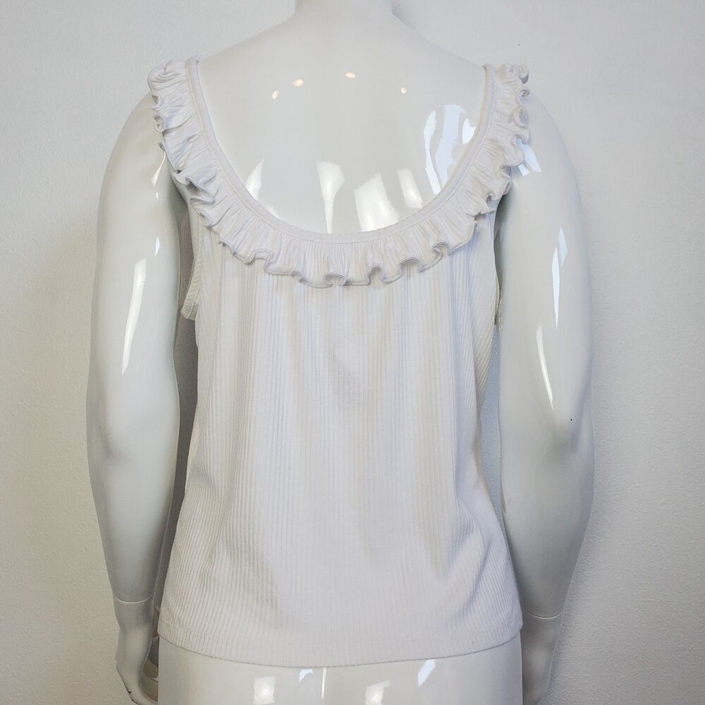 NEW Forever 21 Plus Size White Ribbed Ruffle Tank - Picture 3 of 9
